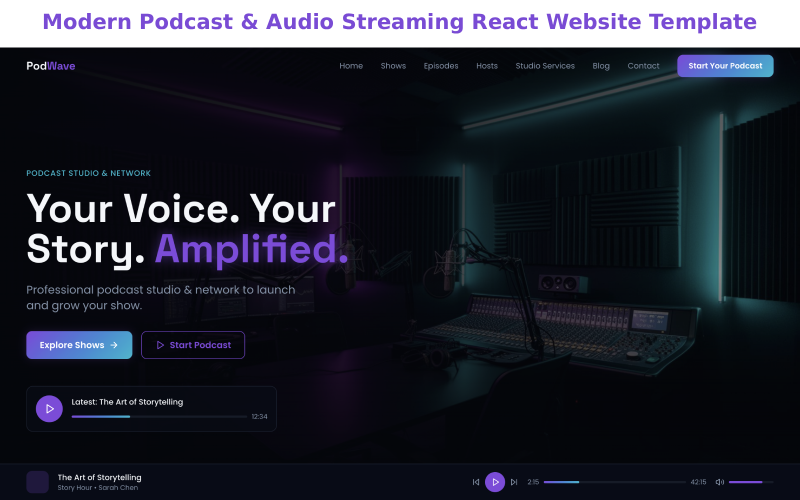 Podcast Studio Pro — React.js SaaS Platform designed by INFINITE CT