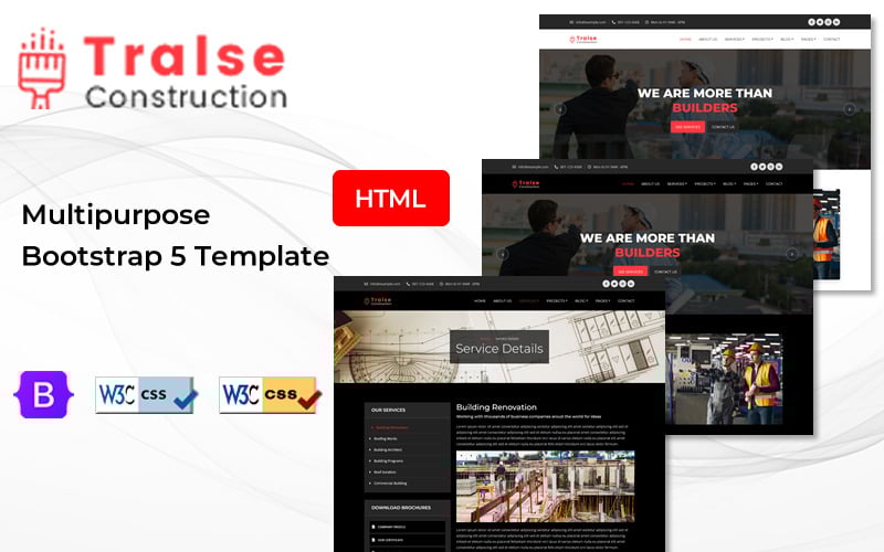 Tralse — Responsive Construction HTML5 Website designed by INFINITE CT